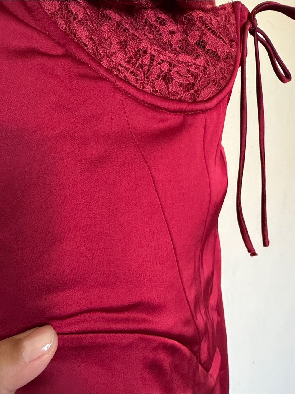 HOUSE OF CB XL A-C 'Perdi' Berry Satin Maxi Dress with Corset NWOT $329 - Picture 8 of 17